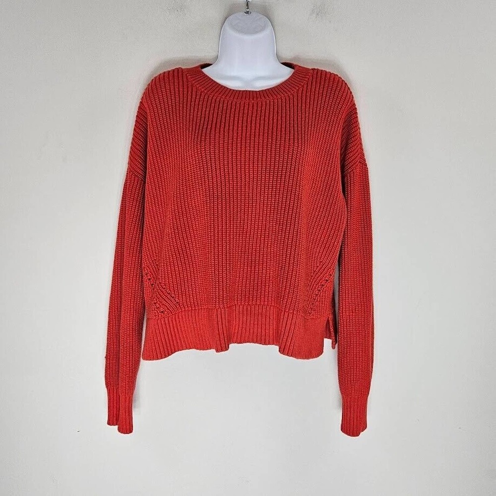 Duluth Trading Co. Women's Chunky Knit Sweater Split Hem Cotton Blend Size S